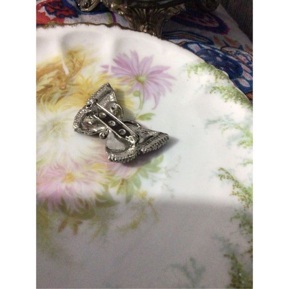 Vintage Enamel Butterfly Brooch Pin With Rhinestones Pink & Purple - Picture 9 of 12